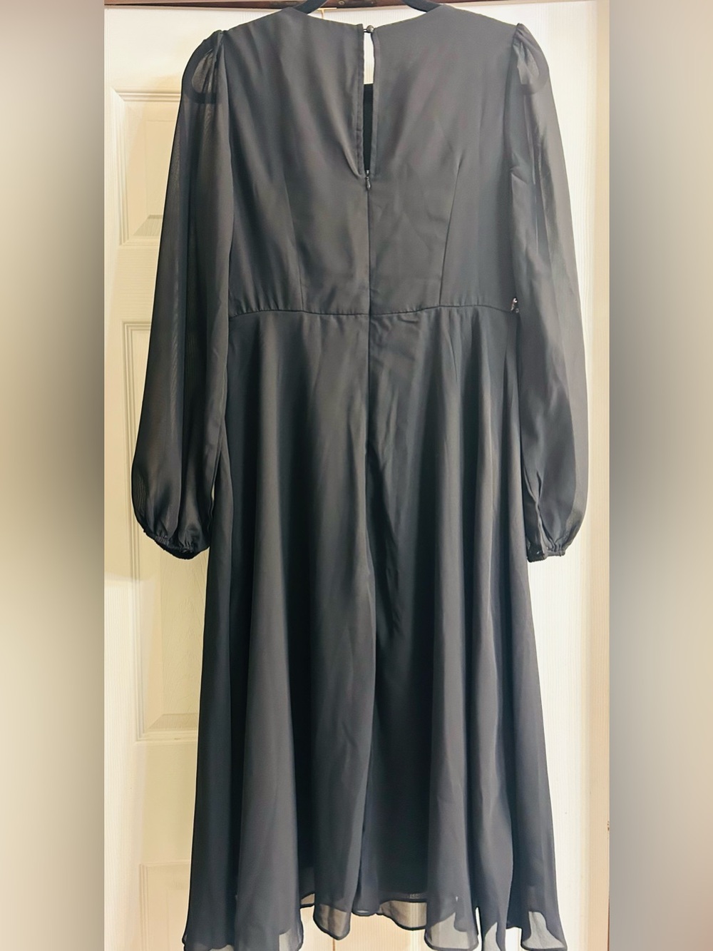 JJs House Chiffon Black Sequin Bodice Long Sleeve Evening Gown. New With Tags - Picture 5 of 7